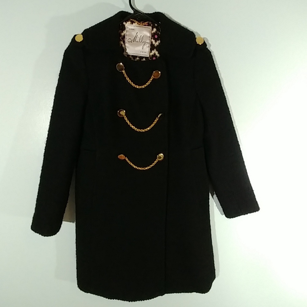 Milly Black Chain Tweed Coat